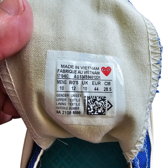 Comme des Garçons PLAY x Chuck 70 Low 'Blue Quartz' 2023 Shoes Men's Size 10 - Picture 4 of 8